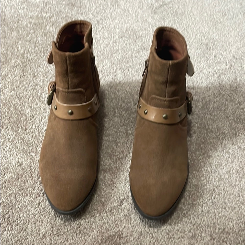 Brown Ankle Boots with Studded Strap